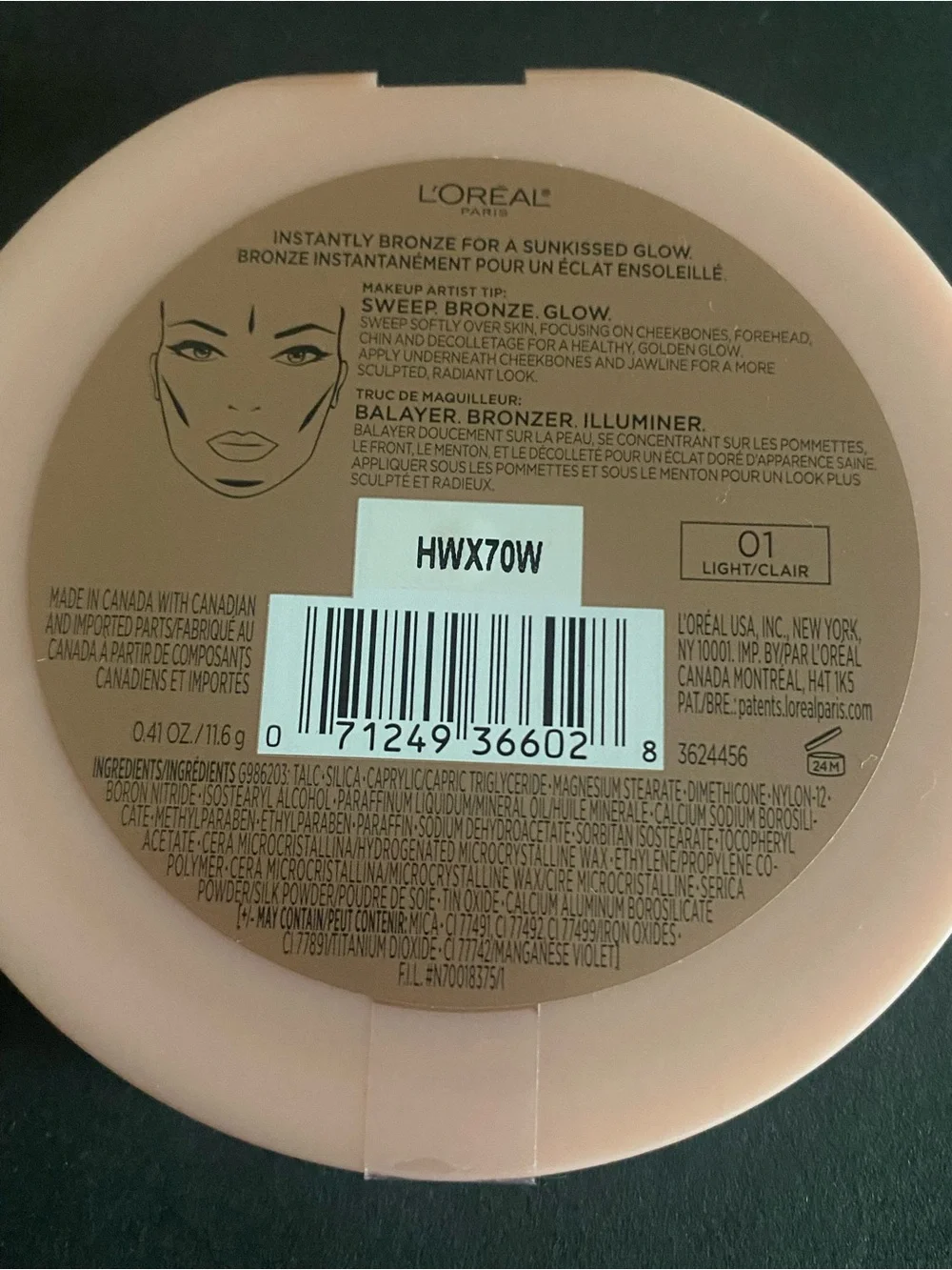 Loreal Paris True Match LUMI Bronze It Sunkissed Glow Bronzer # 01 Light Clair